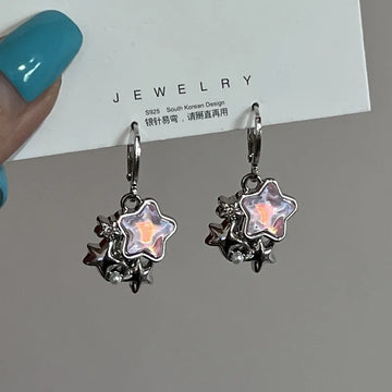 Daiiibabyyy  Gothic Cute Dream Fairy Moonlight Stone Star Pendant Earrings For Egirl Y2K 2000s Harajuku Goth Vintage Jewelry Accessories